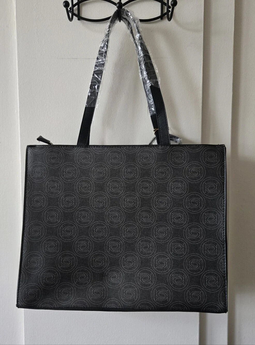 bebe Black and Pink Logo Stripe Tote - Picture 4 of 6